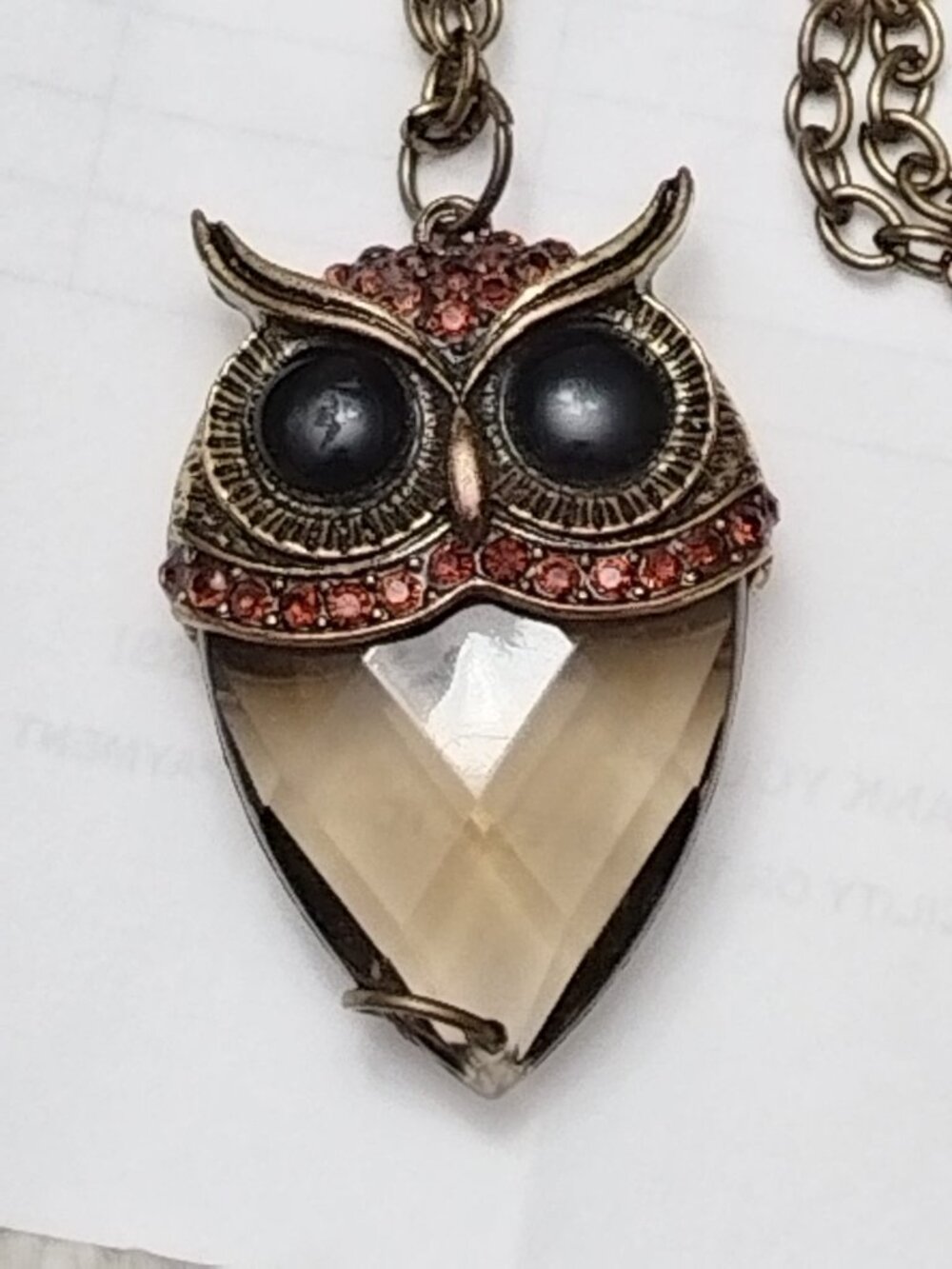 Bohemian vintage-style owl long necklace and elastic bracelet set